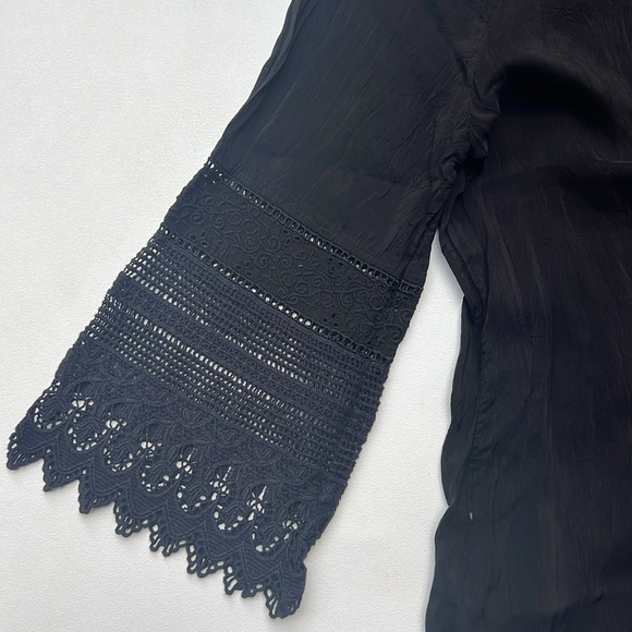Johnny Was Top witchy dark fairy Eyelet‎ Lace Boho Peasant Tunic Blouse - Picture 8 of 9